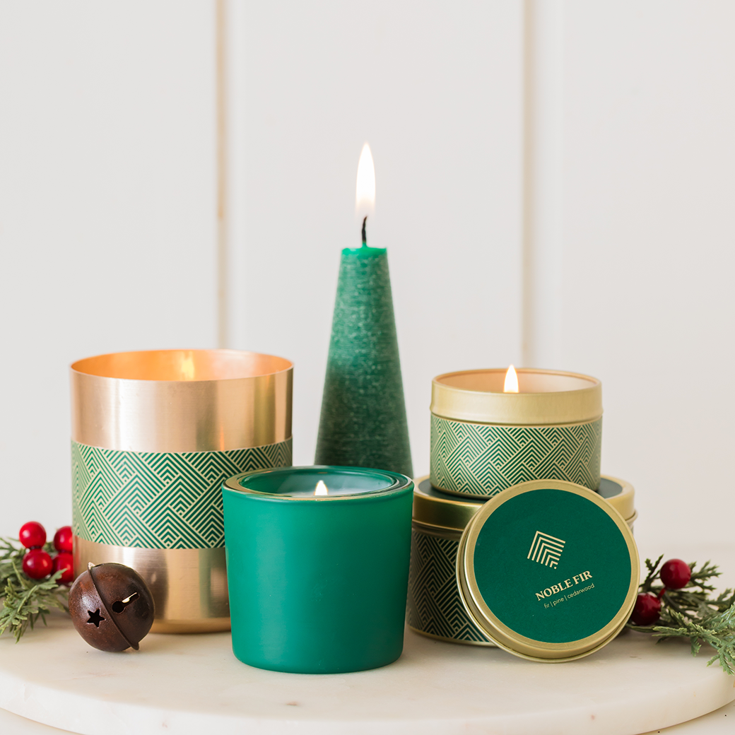 Noble Fir Matte Poured Glass Votive