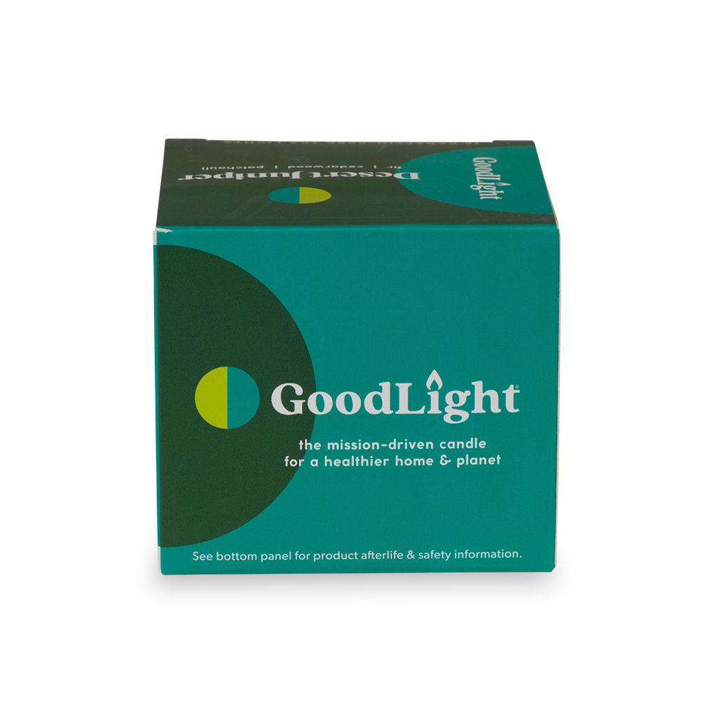 GoodLight Desert Juniper tea light candle packaging on a white background