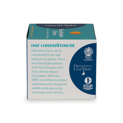 Goodlight product packaging with Orangutan Land Trust and Borneo Nature Foundation logos on a white background