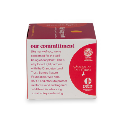 Goodlight product packaging with Orangutan Land Trust and Borneo Nature Foundation logos on a white background