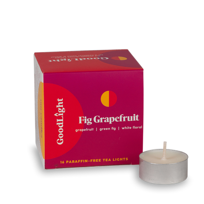 GoodLight Fig Grapefruit candle with packaging on a white background