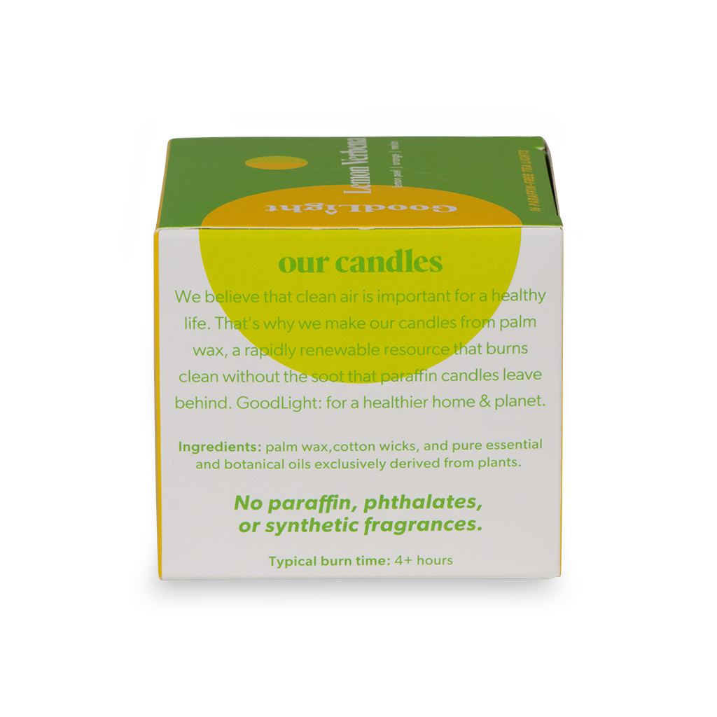Box of GoodLight candles with green and white design on a white background