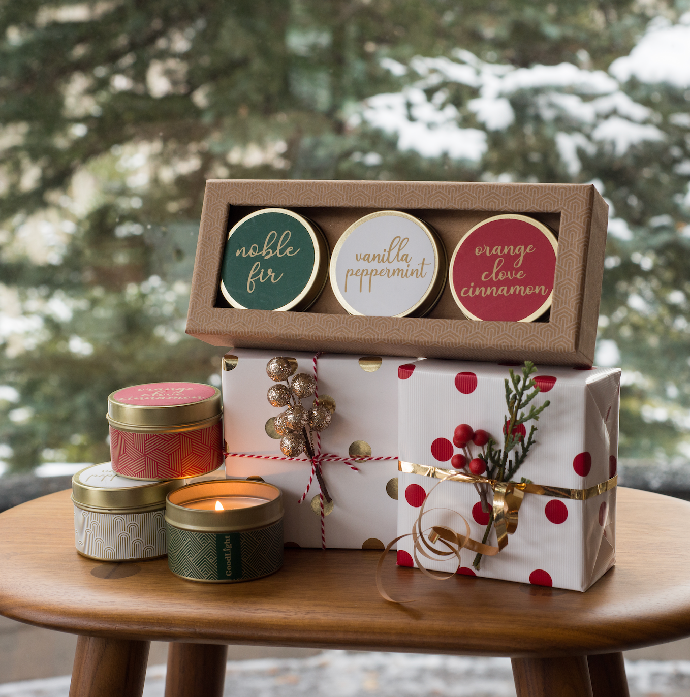 Holiday Gift Box Set 3 Gold Tins
